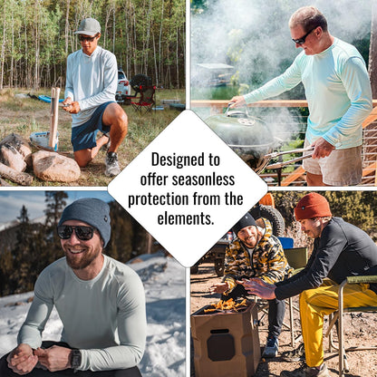 Men's Long Sleeve Outdoor T-Shirt with UPF 50+ UV Protection for Fishing, Running, Hiking, and Swimming