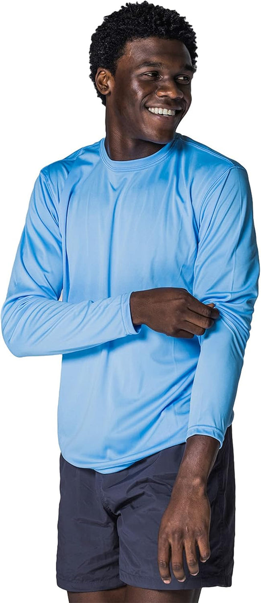 Men's Long Sleeve Outdoor T-Shirt with UPF 50+ UV Protection for Fishing, Running, Hiking, and Swimming
