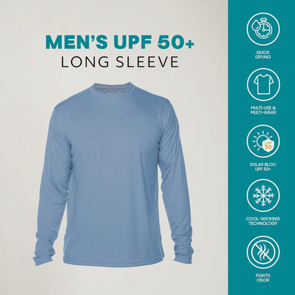 Men's Long Sleeve Outdoor T-Shirt with UPF 50+ UV Protection for Fishing, Running, Hiking, and Swimming